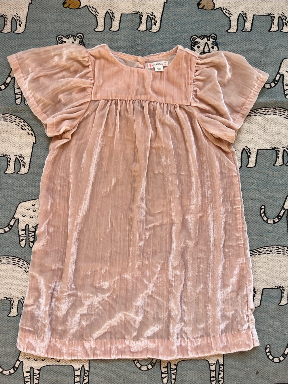 Crewcuts Pink Velvet Flutter-Sleeve Party Dress